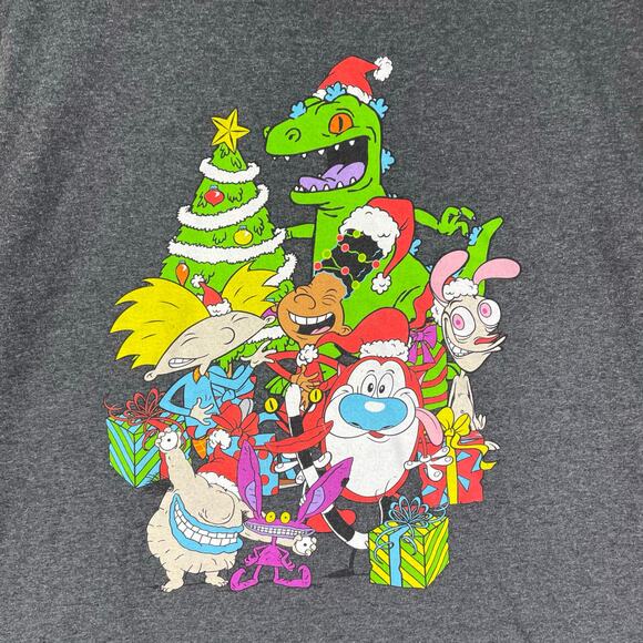 Nickelodeon XL Christmas Tee Reptar Hey Arnold Ren Stimpy Rocko - Picture 2 of 6